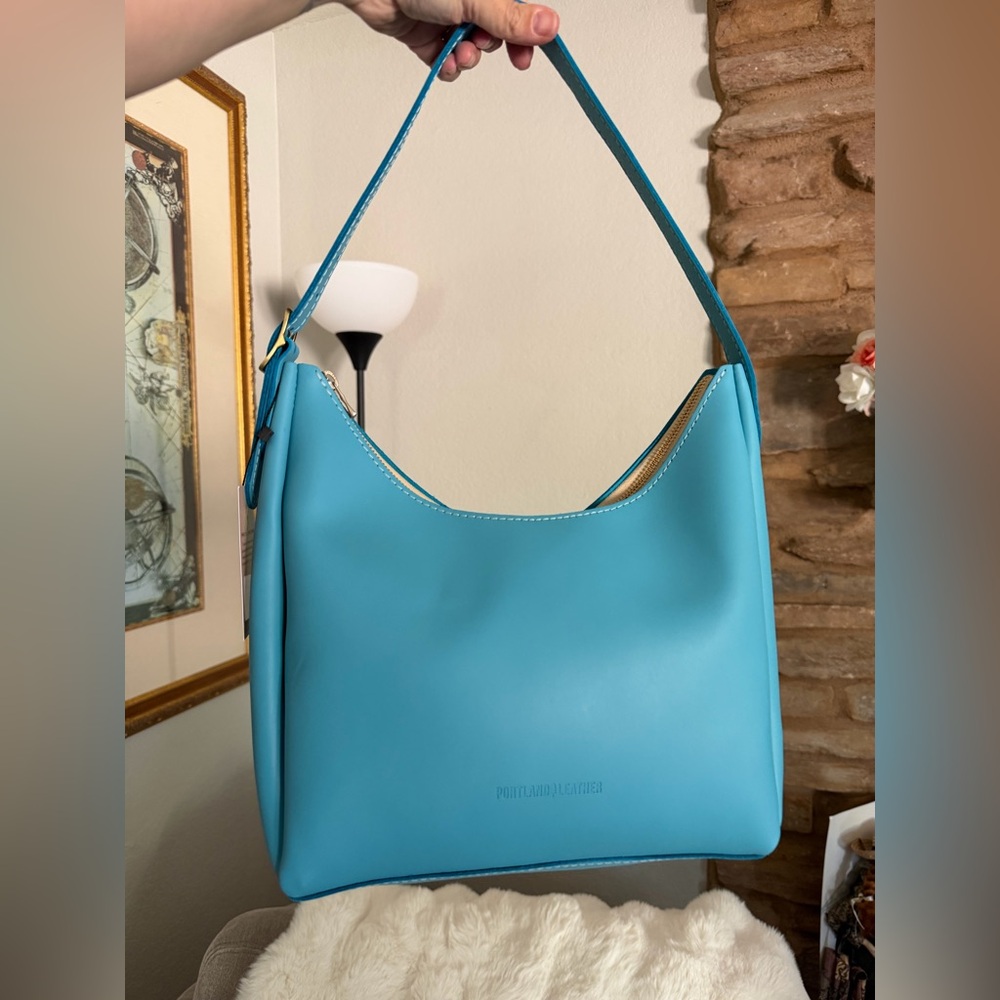 Portland leather goods medium Aspen in Paradise Blue Unicorn Color